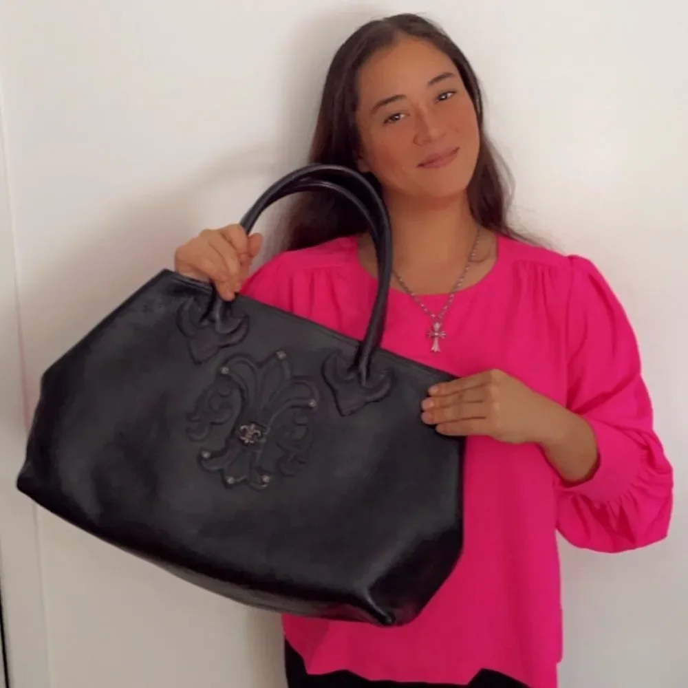 Chrome Hearts | Bags | Chrome Hearts Largeleatherfleur Handbag Euc